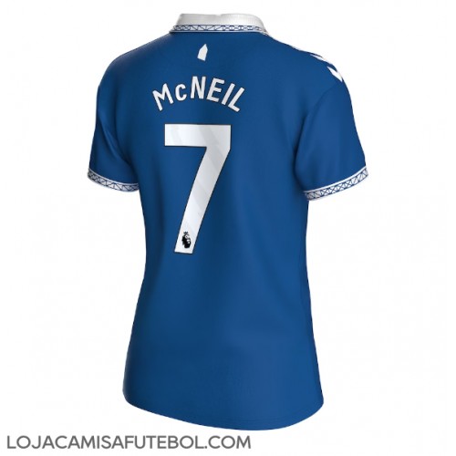 Camisa de Futebol Everton Dwight McNeil #7 Equipamento Principal Mulheres 2023-24 Manga Curta
